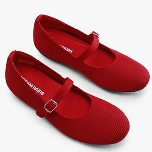 Red mary jane flats